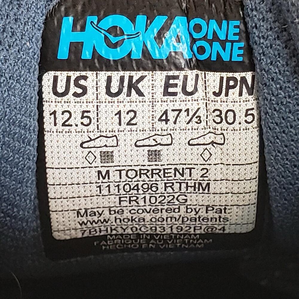 Hoka One One Torrent 2 Running Shoes Mens 12.5 Navy Orange 1110496 Trail Sneaker - Picture 8 of 9